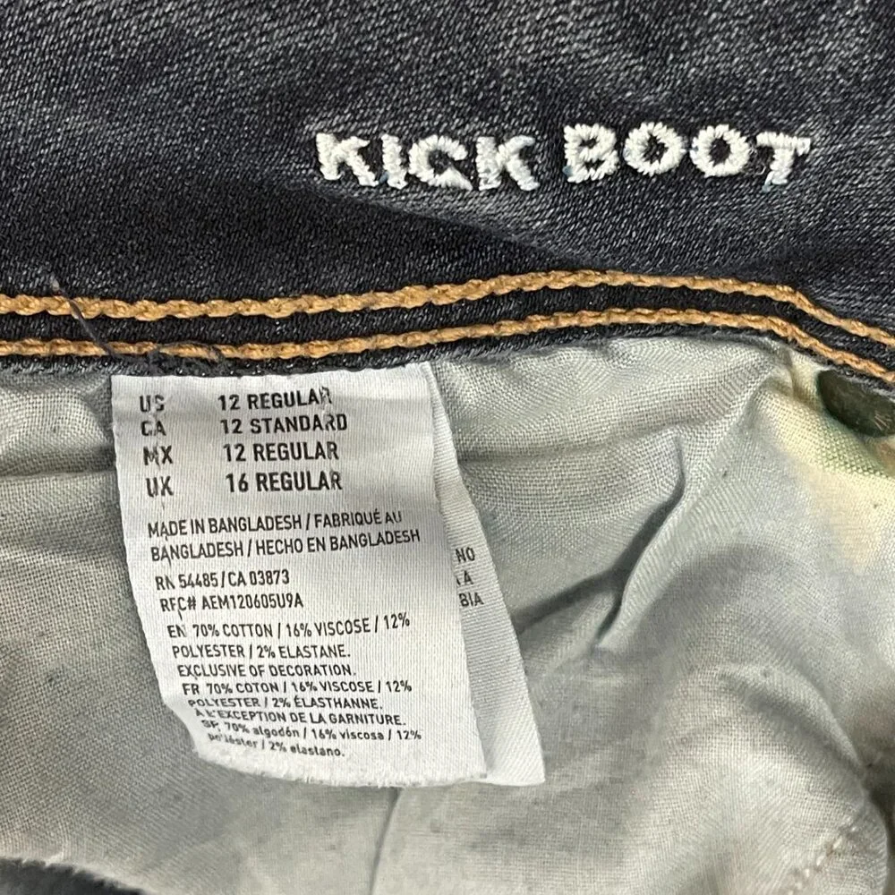 American Eagle Outfitters Jeans Women's SZ 12 Blue Denim Kick Boot SUPER STRETCH - Picture 8 of 13